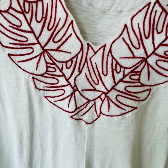Soft Surroundings Brand New Archipelago Embroidered White red T Shirt - Picture 7 of 12